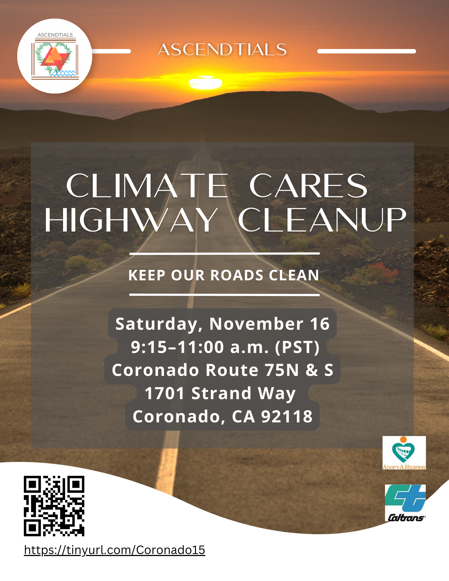 Climate Cares Highway Cleanup @Coronado Highway 75 N & S & S 1701 Strand Way Coronado CA 92118